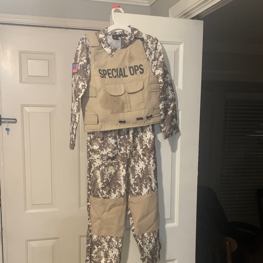 Kids Special Ops Costume with Camouflage and Tan Design